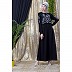 Designer embroidery abaya with cuff sleeves- black-silver